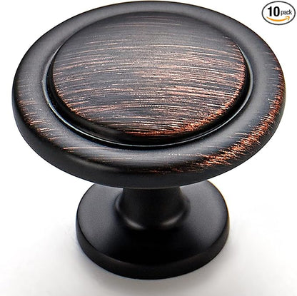 Ravinte 10 Pack 1-1/4 Inch Kitchen Cabinet Knobs Oil-Rubbed Bronze Zinc Pulls Door Handles for Dresser Drawers