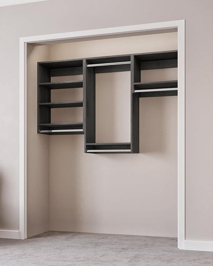 Closet Kit with Hanging Rods - Corner Closet System - Closet Shelves - Closet Organizers and Storage Shelves (Grey, 78 inches Wide) Closet Shelving