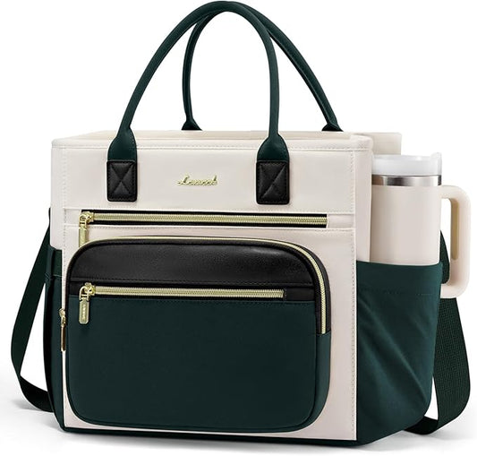 LOVEVOOK Insulated Lunch Bag Women,Wide Opening Adult Lunch Box Women,Leakproof Cooler Bag for Work Picnic Beach Family College,Lunch Teacher Tote Bag with Adjustable Shoulder Strap and Cup Holder