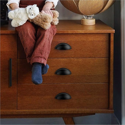 Ravinte 35 Pack 3" Drawer Pulls Flat Black Cabinet Cup Pulls Kitchen Hardware Cabinet Handles Drawer Handles Knobs 3 inch Hole Center