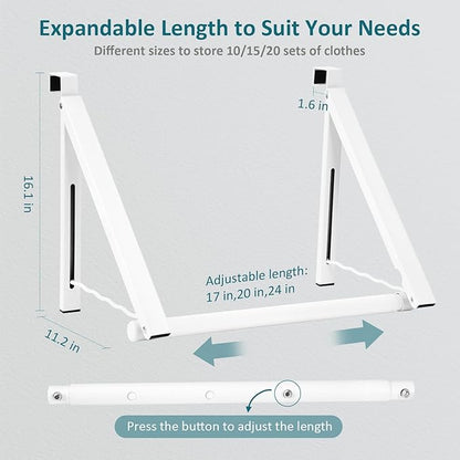Foldable Over The Door Clothes Hanger, Space Saving Small Clothes Rack Door Hangers for Clothing, 2Pack, White