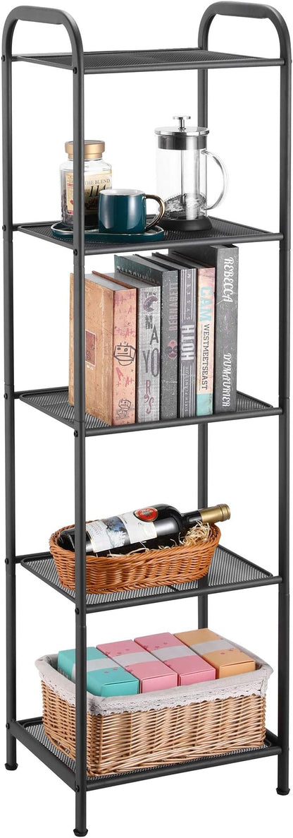 MAX Houser Storage Rack with Shelf,Industrial Style Extendable Plant Stand, Standing Shelf Units for Kitchen, Bathroom, Office,Living Room, Balcony, Kitchen (Charcoal Gray, 5 Tier)