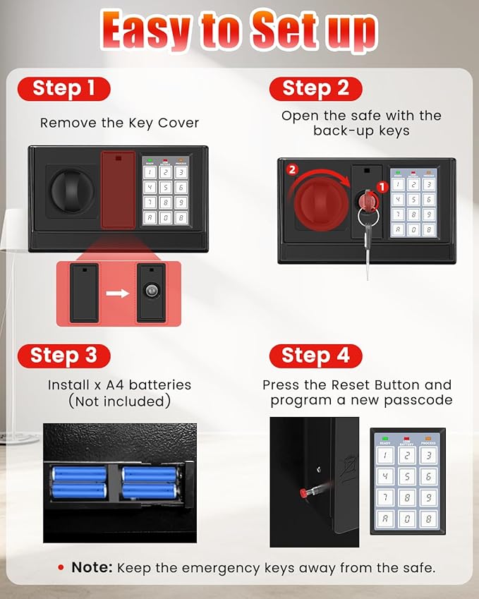35 Mins Fireproof Safe - 6.5 Cu Ft Home Safe Box, Fire Proof Safes, Security Safe Box with Digital Keypads for Home Office, Cash, Files,Keypad