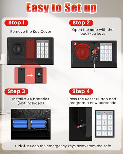 35 Mins Fireproof Safe - 6.5 Cu Ft Home Safe Box, Fire Proof Safes, Security Safe Box with Digital Keypads for Home Office, Cash, Files,Keypad