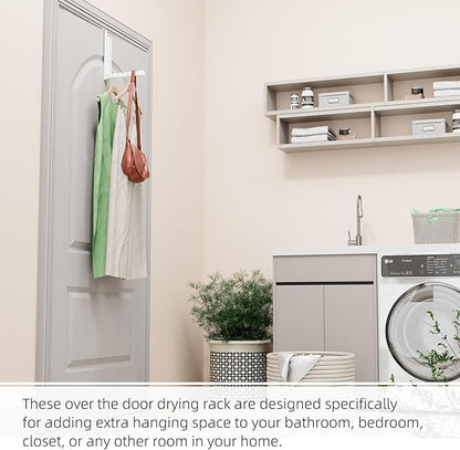 Over The Door Hanger Folding Clothes Drying Rack, Folding Hanging Clothes Rack for Indoor Laundry Room Bathroom Compact Small Space Foldable Portable Over Door Hanging Hook Collapsible