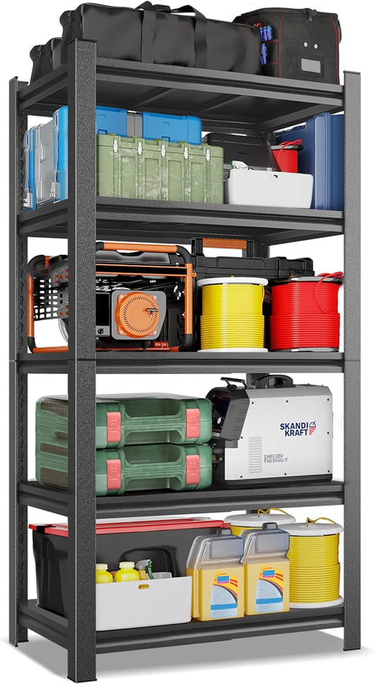 Garage Shelving Unit RustproofHeavy Duty Storage Shelves Easy Assembly Adjustable Metal Steel Utility Shelf Rack Garage Storage Organize for Tools,Basement,Warehouse,63" Hx35.4 Wx13.8 D
