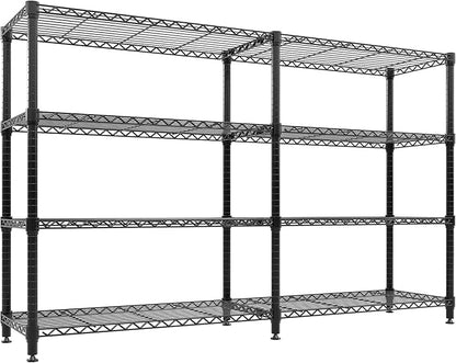 4-Tier Metal Storage Shelves, Adjustable Wire Shelving Unit for Garage, Pantry, Basement & Kitchen, Easy Assembly, 70.8" w x 15.8" d x 59.5" h, 265 Lbs Per Tier