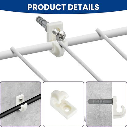 Wire Shelf End Bracket and White Down Wall Clips Kits, 4 Pcs White Plastic Closet Shelves Brackets and 8 Pcs Wire Shelf Loop Clip for Shelves Closet (Fasteners Included)