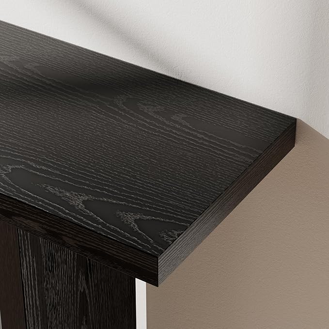 43" Console Table with Charging Station, Farmhouse Entryway Table, Entryway Table with Storage for Living Room or Foyer, Sofa Table for Hallway with Anti-Tip, Easy Assembly, Black