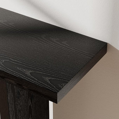 43" Console Table with Charging Station, Farmhouse Entryway Table, Entryway Table with Storage for Living Room or Foyer, Sofa Table for Hallway with Anti-Tip, Easy Assembly, Black