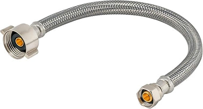 Eastman 9 Inch Flexible Toilet Connector, 7/8 Inch Ballcock x 3/8 Inch Compression, Stainless Steel Braided Hose, 48087