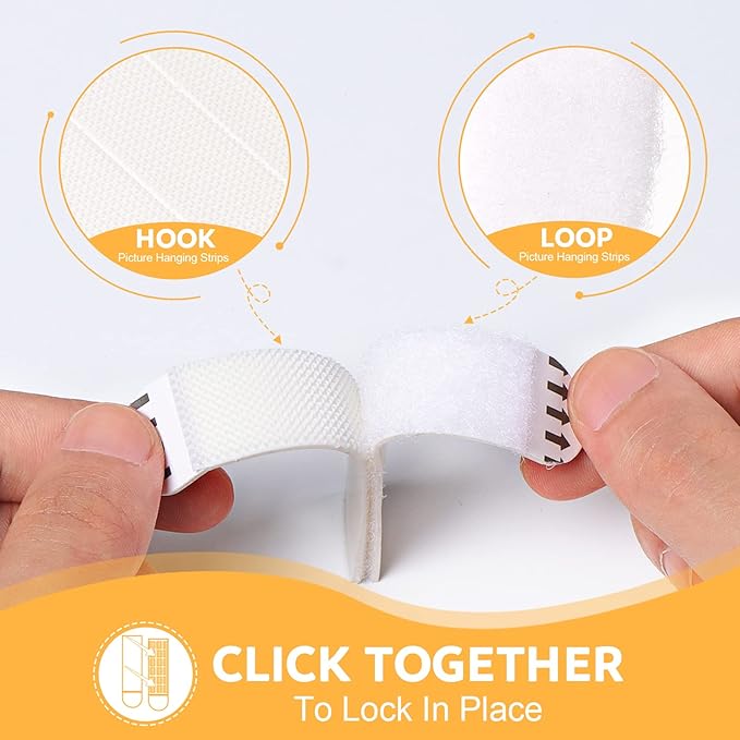 Sinnsally Large Picture Hanging Strips Heavy Duty,20-Pairs(40 Strips) Sticky Picture Hangers for Walls Hanging Without Nail,Damage Free No Nails Refill Adhesive Poster Frame Mounting,White