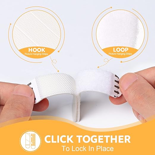 Sinnsally Medium Picture Hanging Strips Heavy Duty,20-Pairs(40 Strips) Sticky Picture Hangers for Walls Hanging Without Nail,Damage Free No Nails Refill Adhesive Poster Frame Mounting, White