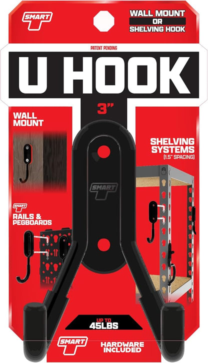 Smart T Garage Storage Wall Hook | 3" U-Hook for Garage Organization, Heavy Duty Organizer Wall Mount or Shelving Hooks