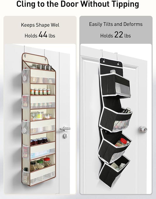 Yecaye 1 Pc 5 Tier Over the Door Organizer with 15 Pockets | 44lb Load Over the Door Storage | No Sagging Closet Organizers and Storage | Versatile Nursery Hanging Organizers for Home Dorm - Beige