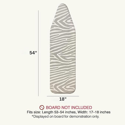 Ironing Board Cover and Pad 18"x54" Extra Thick Natural Cotton, Scorch and Stain Resistant Iron Board Cover, Extra Large Iron Board Cover with Fasteners Heavy Duty Heatproof Elastic Edge Zebra