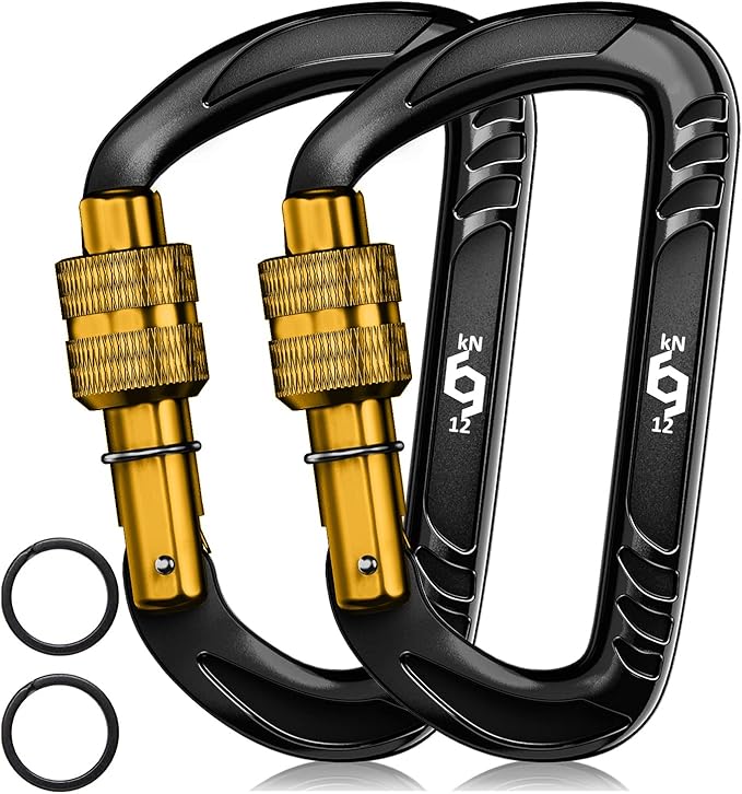 12kN (2697 lbs) Heavy Duty Carabiner Clips, for Securing Pets, Outdoor, Camping, Hiking, Hammock, Dog Leash Harness, Keychains