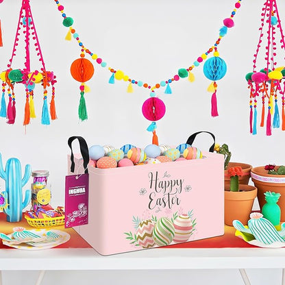 Rectangular Storage Basket Fabric Organizer Bin for Toys,Books,Clothes,Gifts,Pets-Perfect for Home,Office,Nursery,Dorm,Shelf(Rec-Easter egg)