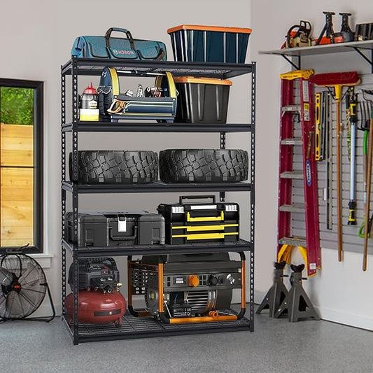 Heavy Duty 5-Tier Garage Shelving - Modern, Adjustable Height, 60x24x78in, 800 lbs Capacity