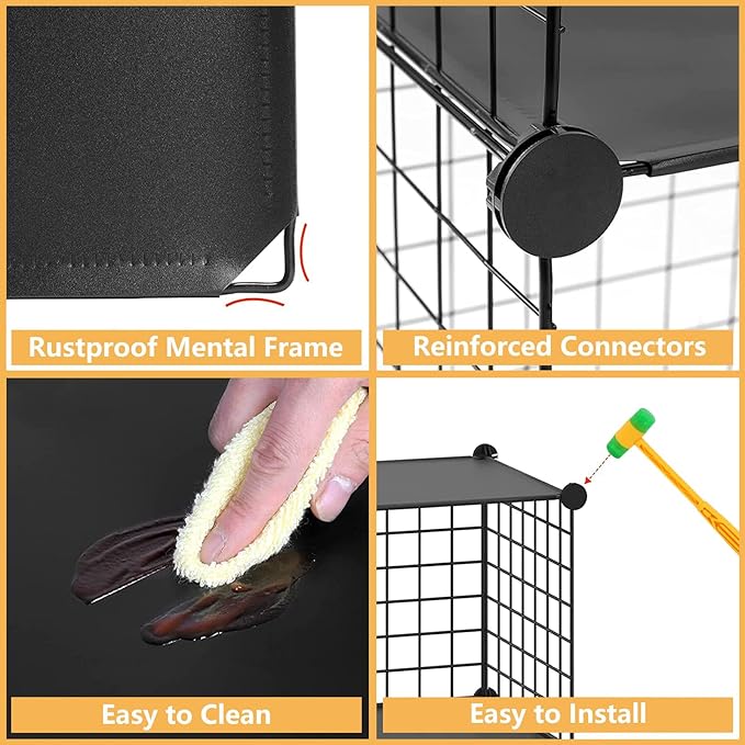 HUBSON Wire Cube Storage Organizer, Book/Toy/Craft/Potted Plants and petCloset Organizers and Storage Shelves, 9-Cube Freely Combinable Metal Grids Storage Shelf,Black Plus Iron