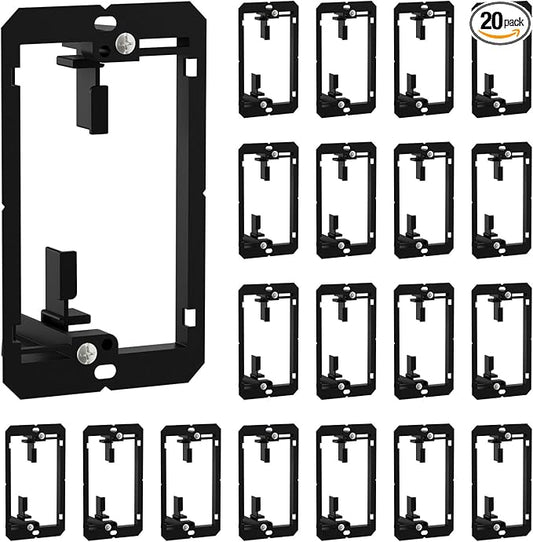 FGB 20 Pack Low Voltage Mounting Bracket, 1 Gang Low Voltage Box Brackets for Single Gang Wall Plate, Telephone Wires, Network Cables, HDMI, Coaxial, Speaker Cables, Black