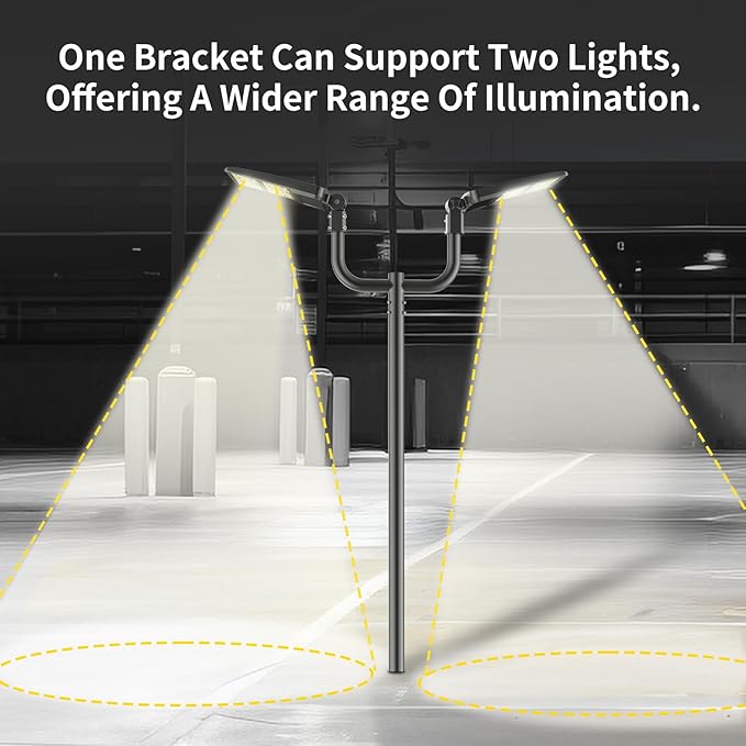 Double Bullhorn Bracket for Parking Lot Light, 2 3/8" Bullhorn Bracket for 2 Lights, Bullhead Tenon Adapter for LED Parking Lot Light and Outdoor Area Lighting