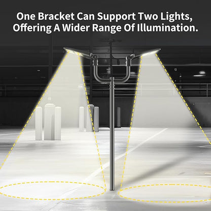 Double Bullhorn Bracket for Parking Lot Light, 2 3/8" Bullhorn Bracket for 2 Lights, Bullhead Tenon Adapter for LED Parking Lot Light and Outdoor Area Lighting