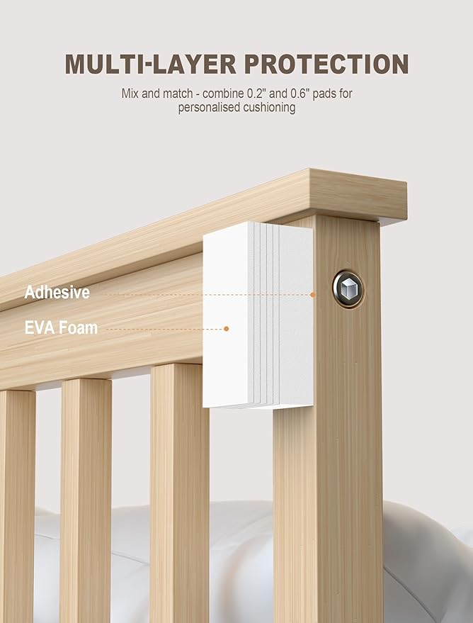 24 Packs Furniture Wall Protector, 6Pcs(0.6" Thick) + 18Pcs(0.2" Thick) EVA Foam Headboard Stoppers for Wall, Bed Stoppers for Headboard, Bed Frame & Wall Guards, White Headboard Bumper