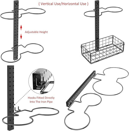 8 Tier Detachable Wall Mounted Basketball Rack,Vertical/Horizontal Football Holder,Holds 14 Balls DIY1/2/3/4 Soccer Stand,Height-Adjustable Ball Rack with Basket for Garage,Tool Room