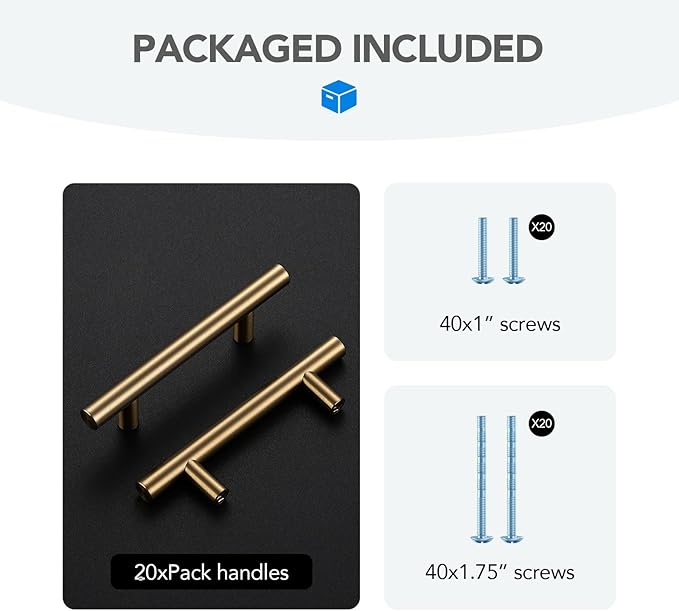 Champagne Bronze Cabinet Handles 3 Inch Hole Center Stainless Steel Drawer Pulls for Cabinets, Dresser, Bathroom 20 Pack
