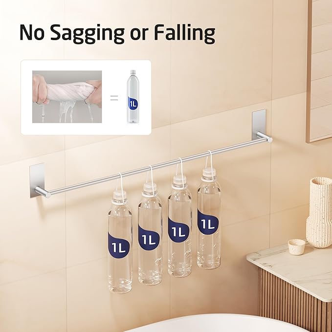 KES Adhesive Towel Bar 30-Inch Bathroom No Drill Towel Holder Sticky on Towel Rack Easy Install SUS304 Stainless Steel Rustproof Brushed Finish, A7000S75B-2