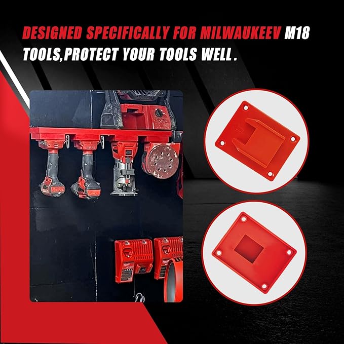 20Pcs Wall Mount Tool Holders and Battery Holder for Milwaukee M18 18V - Heavy Duty Storage Shelf Organizer with Screws, Fits Drill, Saw, Workshop Garage