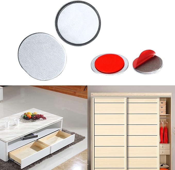 Mousike Magnetic Door Catch Ultra Thin Cabinet Magnets Stainless Steel Drawer Magnet Catch for Sliding Door Closure Kitchen Cabinet Cupboard Closet Closer (16Pack)