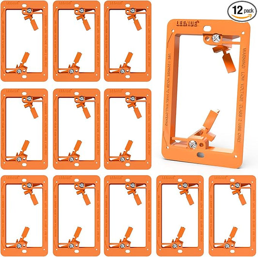 12 Pack Low Voltage Mounting Bracket 1 Gang for Ethernet Wall Plate, Low Voltage Box for Telephone Cord, Network Cable, Hdmi Cable, Coax Cable, and Speaker Wire