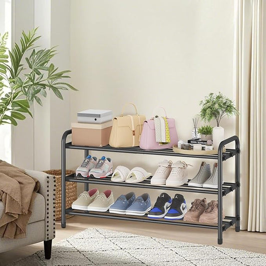 KANAV Expandable Shoe Rack Organizer – 3-Tier Shoe Shelf for Closet, Entryway & Front Door – Space-Saving Shoe Storage Solution