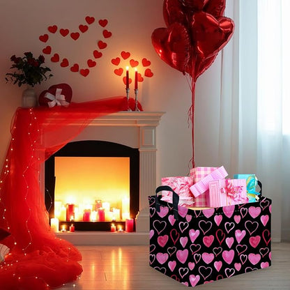 Rectangular Valentine's Day Gift Basket,nursery basket,Girls gift baskets,kids toy storage Bin, Love Heart Room Decor for Home,Shelf Baskets(Attract love)