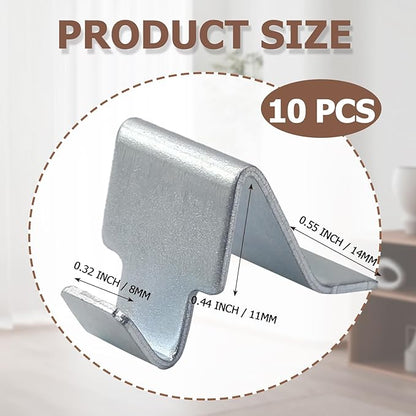 Metal Shelf Clips 10 Pcs, Silver Pilaster Shelf Brackets for Standard Pilasters, Universal Shelf Support Bracket for Metal or Wood Cabinets, Bookcases