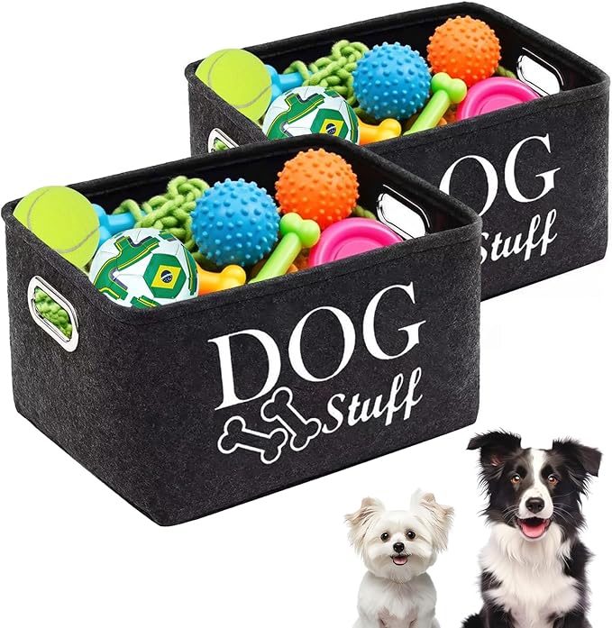 2-PACK Dog Toy Basket - Dog Toy Box for Small Dogs - Pet Dog Toy Storage Box - Personalized Dog Toy Basket for Puppies and Pets - Living Room Dog Toy Storage Box
