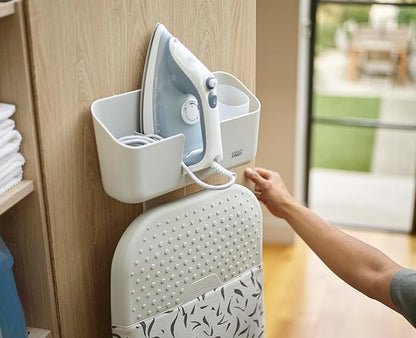 Joseph Joseph IronHub Wall mounted Iron Holder and Jug Storage Organizer with Adjustable Ironing Board Hanger, and Heat-Resistant Iron Pad