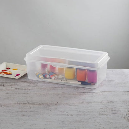 Sterilite 24-Pack Rectangular Large FlipTop, Clear Plastic Storage Box with Hinged Lid - Stackable Multipurpose Organizer for Art and Craft Supplies, Accessories, Photos & CDs, Home or Office Use