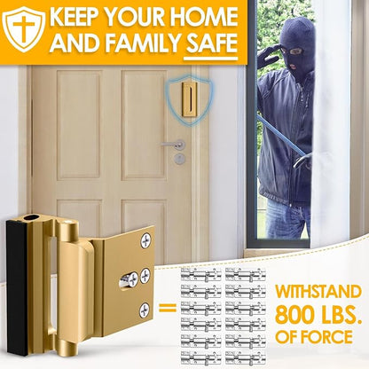 Home Security Door Reinforcement Lock – Heavy-Duty Metal Door Lock for Front Door, Childproof Safety Latch for Kids Safety, Extra Flip Top Lock Withstands 800 lbs, Interior Deadbolt Guard Home Safety