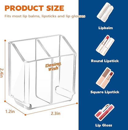 Design Wish Acrylic Chapstick Holder for Car & Home Storage - Upright Lip Balm Holder for Lipstick, Lip Gloss & Toothbrush (Set of 2)