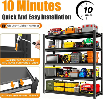 45.3" W X 17.7" D X 63" H Heavy Duty Garage Shelving Unit 4 Tier 2800 LBS Storage Shelves Adjustable Industrial Metal Wire Shelf Unit for Garage,Basement,Pantry,Warehouse,Commercial