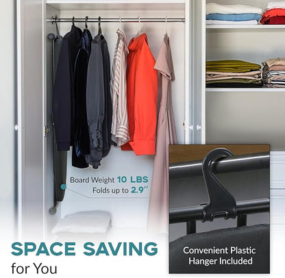 Ironing Board 48x15, Wide Heavy Duty Full Size Ironing Board, Sturdy Iron Table with Smart Hanger, Heat-Resistant Silicone Pad Iron Rest, Black