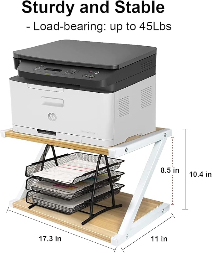 DUNCHATY Desktop Print Stand – Ergonomic Document Holder for Home Office, Study, and Work - Stable Printer Stand with Adjustable Anti-Skid Pad