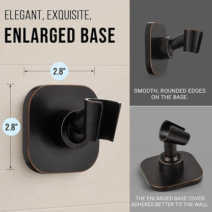 G-Promise All Metal Handheld Shower Head Holder, Adjustable Wall Mount Shower Wand Bracket, Strong Adhesive Disc Mount or Drill Installation (Square, Oil Rubbed Bronze)