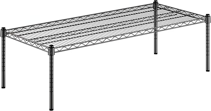 21" x 48" x 14" Black Epoxy Wire Storage Shelf, Dunnage Rack, Commercial 1 Tier Small Shelf