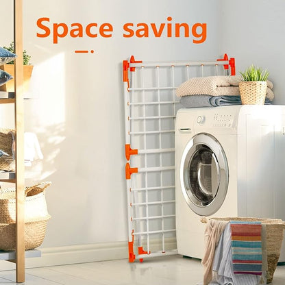 Clothes Drying Rack, Gullwing Laundry Rack, Collapsible, Space-Saving Laundry Rack, with Bonus Sock Clips, for Clothes, Towels, Linens, Indoor/Outdoor, Orange