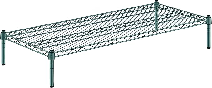 21" x 48" x 8" Green Epoxy Wire Storage Shelf, Dunnage Rack, Commercial 1 Tier Small Shelf