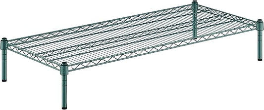 21" x 48" x 8" Green Epoxy Wire Storage Shelf, Dunnage Rack, Commercial 1 Tier Small Shelf